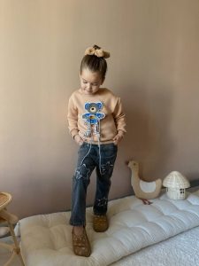 AYICIK YILDIZ NAKIŞLI KOT PANTOLONLU TAKIM