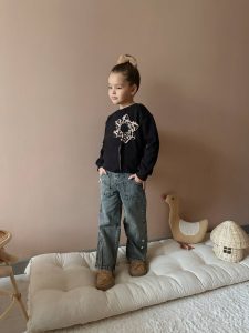 LEOPARLI ÇİÇEK NAKIŞLI KOT PANTOLONLU 2 Lİ TARZ TAKIM