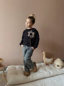 LEOPARLI ÇİÇEK NAKIŞLI KOT PANTOLONLU 2 Lİ TARZ TAKIM