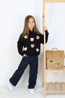 AYICIK NAKIŞLI KAPÜŞONLU KARGO CEPLİ KOT PANTOLONLU TAKIM